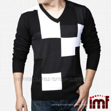 Male High Quality Check Pure Cashmere Sweater